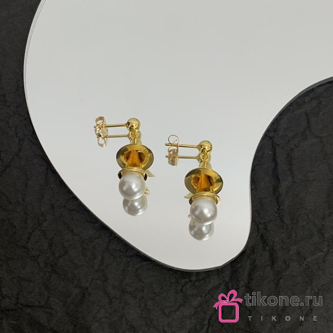 Bottega Veneta Stud Earrings With Pearl Gold  - 1