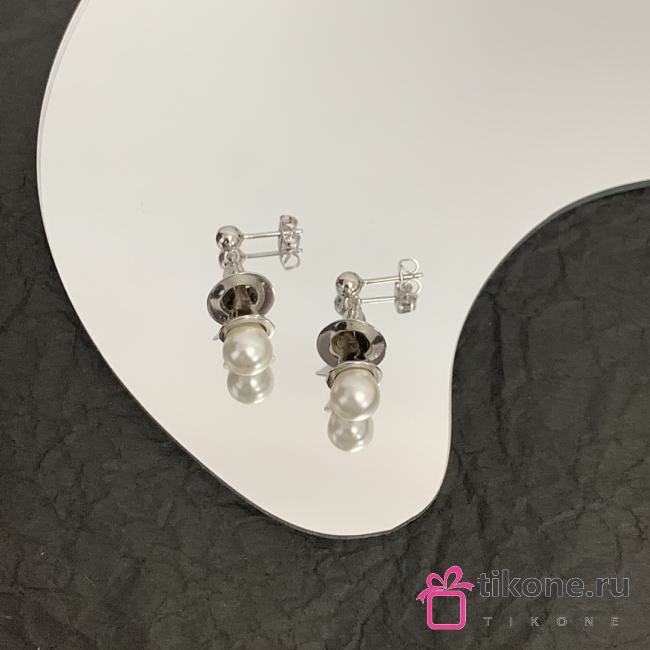 Bottega Veneta Stud Earrings With Pearl Silver  - 1