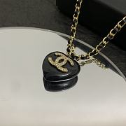 Chanel Black Heart Gold Chain Necklace - 6