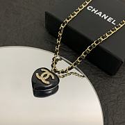 Chanel Black Heart Gold Chain Necklace - 5