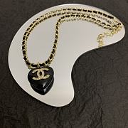 Chanel Black Heart Gold Chain Necklace - 4