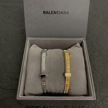 Balenciaga Force Striped Bracelet In Gold/Silver