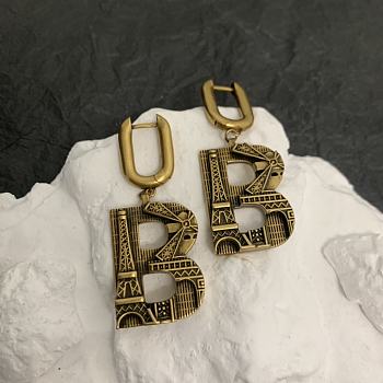 Balenciaga B Chain Gold Earrings