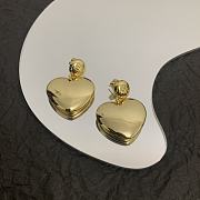 Balenciaga BB Engraved Gold Heart Earrings - 1