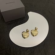 Balenciaga BB Engraved Gold Heart Earrings - 2