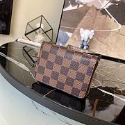 Louis Vuitton Brown Grid Silk-Printed  Zipper Coin Purse - N60492 – 11x8x2 cm - 2