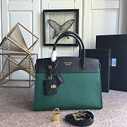 Prada Calf Leather Black/Green Handbag – 30x22 cm - 1