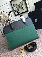 Prada Calf Leather Black/Green Handbag – 30x22 cm - 2