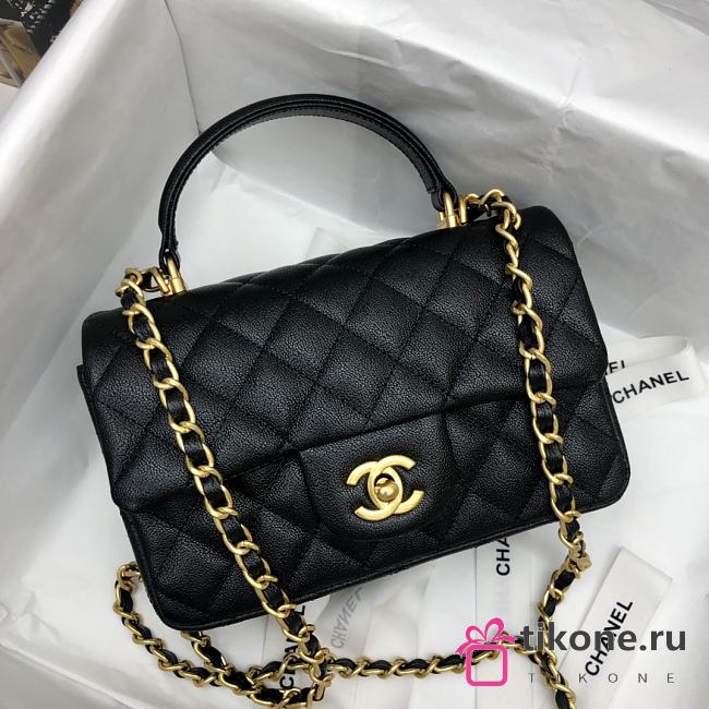 Chanel Classic Black Caviar Top Handles - 20×14×7cm - 1