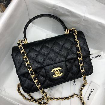 Chanel Classic Black Caviar Top Handles - 20×14×7cm