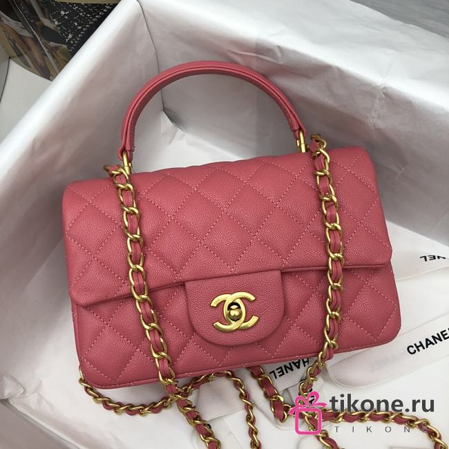 Chanel Classic Pink Caviar Top Handles - 20×14×7cm - 1