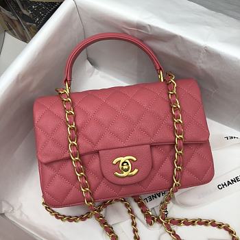 Chanel Classic Pink Caviar Top Handles - 20×14×7cm