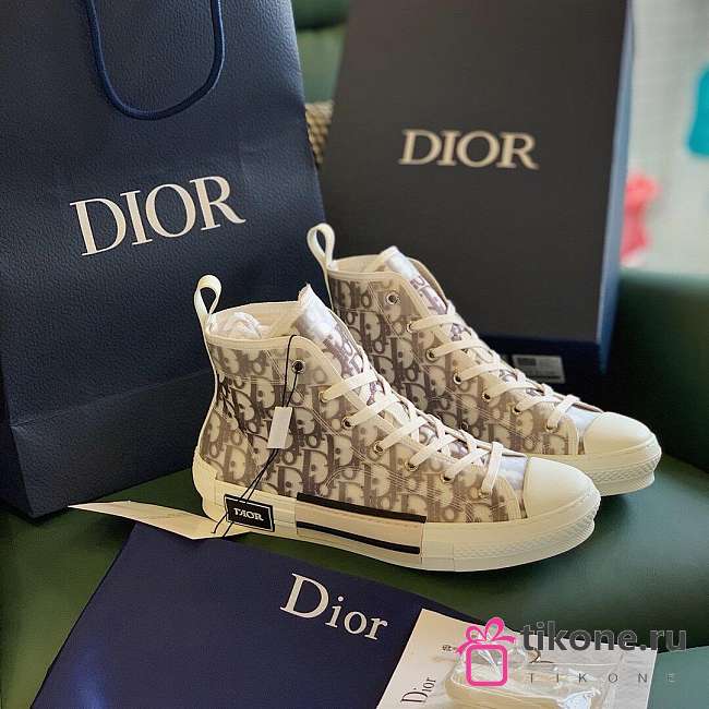 Dior High Top Sneakers White&Black Canvas - 1