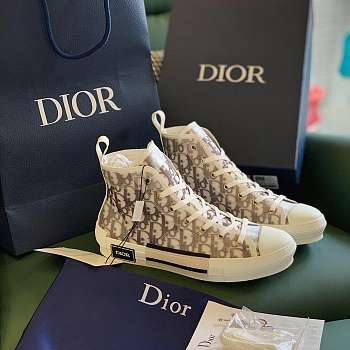 Dior High Top Sneakers White&Black Canvas