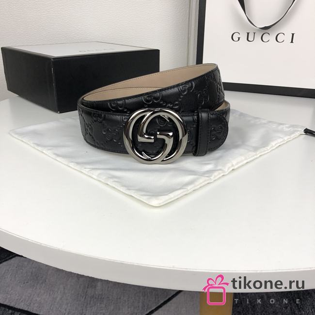 GUCCI GG SILVER BUCKLE BELT - 1