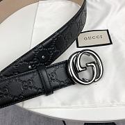 GUCCI GG SILVER BUCKLE BELT - 2