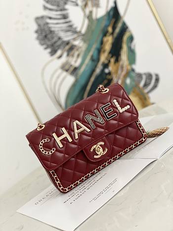 Chanel Flap Bag lambskin purplish red 02868