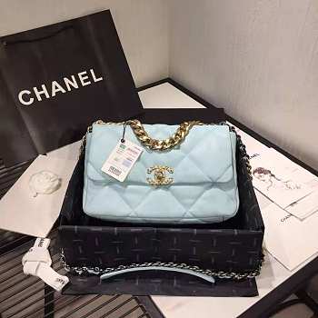Chanel 19 Blue Lambskin Handbag 26cm
