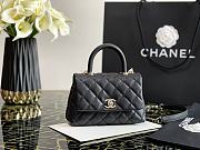 Chanel Mini Flap Bag with Top Handle Grained Calfskin Gold Tone Metal Black - 19x13x9cm - 1