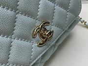 Chanel Mini Flap Bag with Top Handle Grained Calfskin Gold Tone Metal Blue - 19x13x9cm - 4