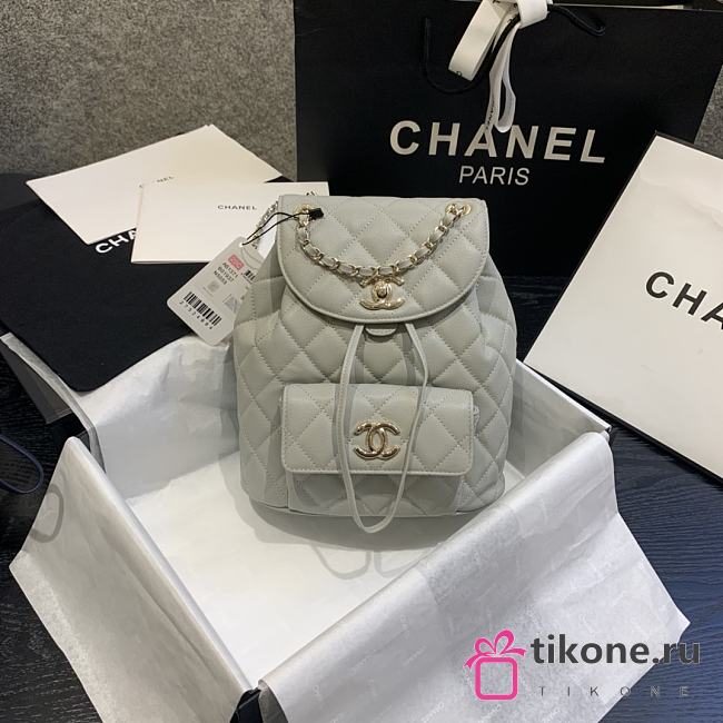 CHANEL BACKPACK GOLD HARDWARE GREY  AS1371 - 1