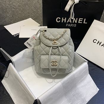 CHANEL BACKPACK GOLD HARDWARE GREY  AS1371