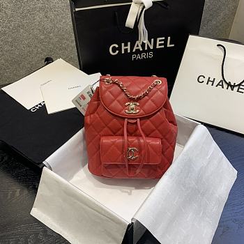 CHANEL BACKPACK GOLD HARDWARE RED AS1371