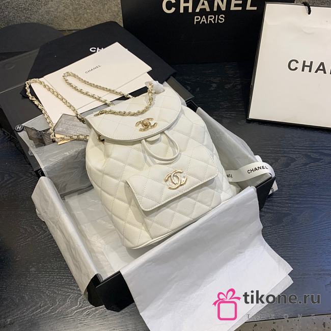 CHANEL BACKPACK GOLD HARDWARE WHITE AS1371 - 1