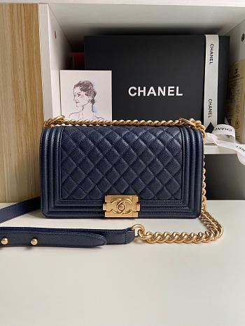 Chanel Dark Blue Medium Boy bag Calfskin 25CM