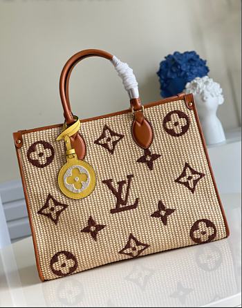 Louis Vuitton OntheGo Brown Raffia - 35×27×14 cm