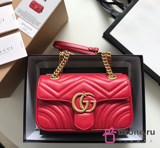 Gucci Red Marmont Shoulder Bag 22cm - 1