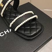 CHANEL Sandals Satin Aand Pearls Black - 6