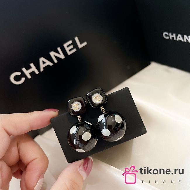 CHANEL CHANEL DOT EARRINGS BLACK - 1