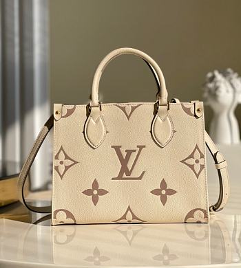 Louis Vuitton Onthego Bicolour Empreinte Monogram Creme/ Boise de Rose Tote Bag – M45654 