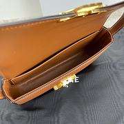 Celine Triomphe Brown Leather Shoulder Bag - 20x10x4cm - 2