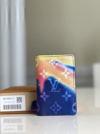 Louis Vuitton Pocket Organizer Wallet In Monogram Aurora Multico Canvas - M62663 – 8 x 11 x 1 cm 