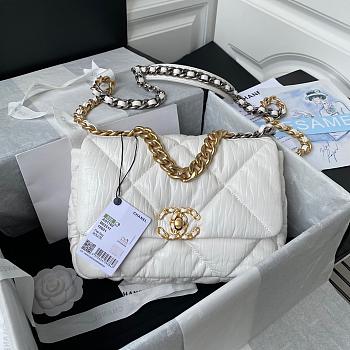 Chanel 19 Large Bag White Lambskin 26cm