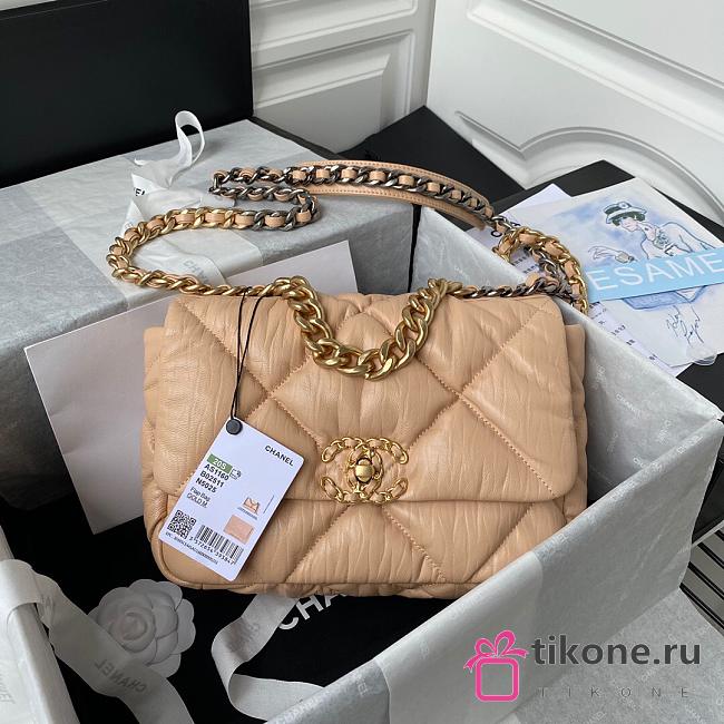 Chanel 19 Large Bag Light Beige Lambskin 26cm - 1