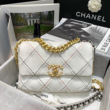 Chanel 19 White Goatskin Bag 26cm