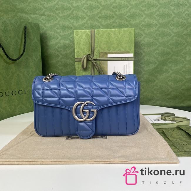 Gucci GG Blue Marmont Shoulder Bag - 26x15x7cm - 1