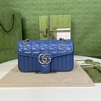 Gucci GG Blue Marmont Shoulder Bag - 26x15x7cm