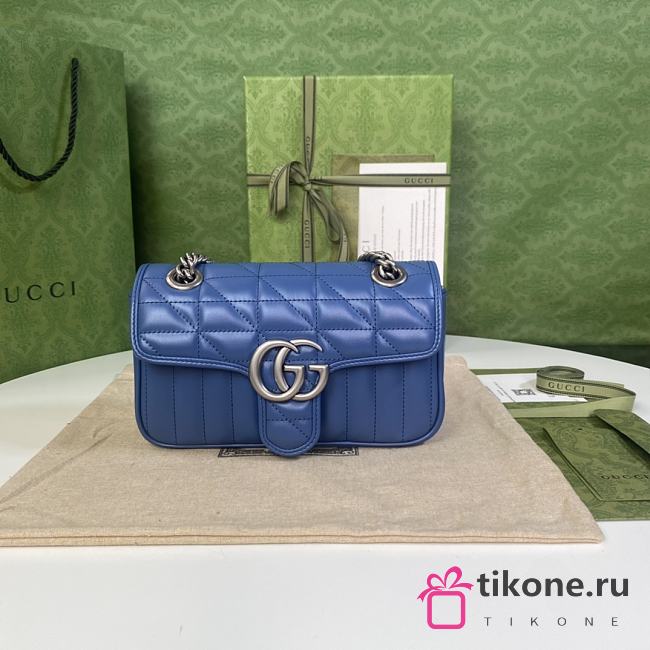 Gucci GG Blue Marmont Shoulder Bag - 23×14×6cm - 1