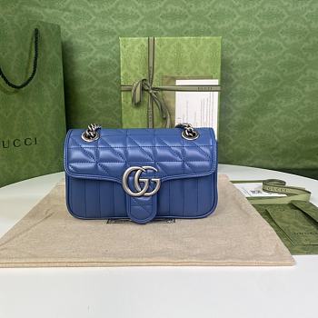 Gucci GG Blue Marmont Shoulder Bag - 23×14×6cm