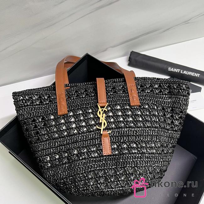 YSL Raffia Tote Black 685618  - 1