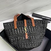 YSL Raffia Tote Black 685618  - 1