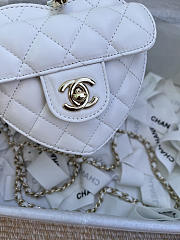 Chanel Mini Heart Chain White Bag - 13x12x5.5cm - 4