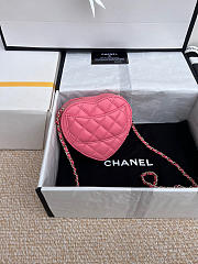 Chanel Mini Heart Chain Pink Bag - 13x12x5.5cm - 2