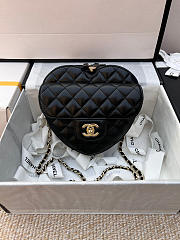 Chanel Heart Chain Black Bag - 18x16.5x6.5cm - 1