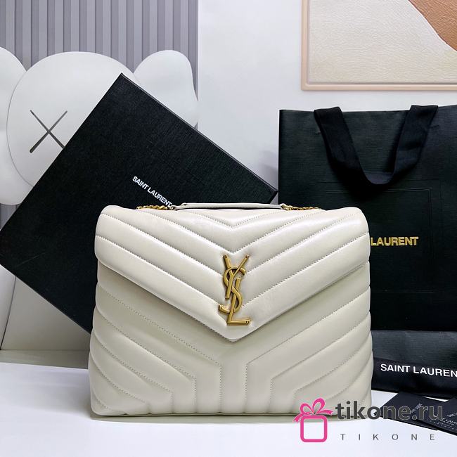 Ysl Large White Loulou Shoulder Bag -  32x22x11cm - 1