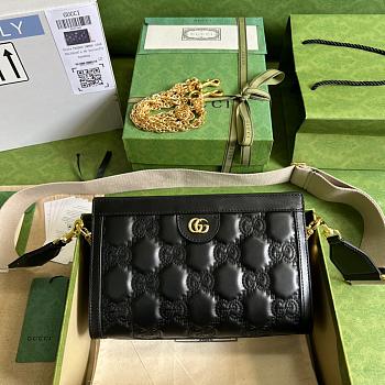 Gucci Matelasse Black Leather Shoulder Bag - 26x17.5x8cm